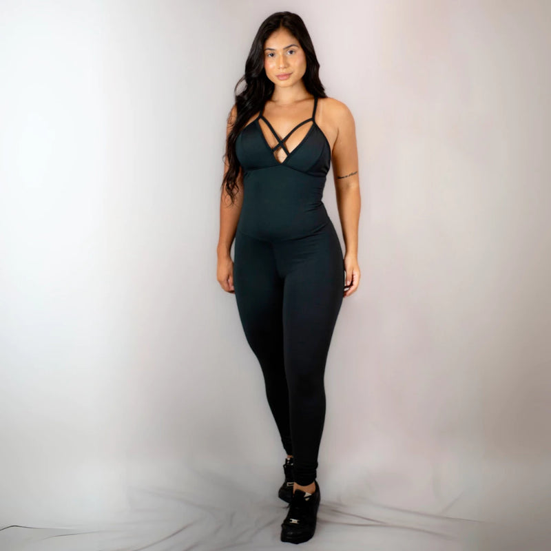 Macacão Fitness Feminino Empina Bumbum Decote Strappy