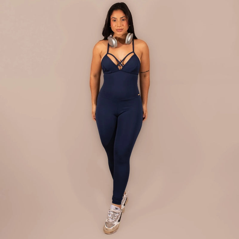 Macacão Fitness Feminino Empina Bumbum Decote Strappy